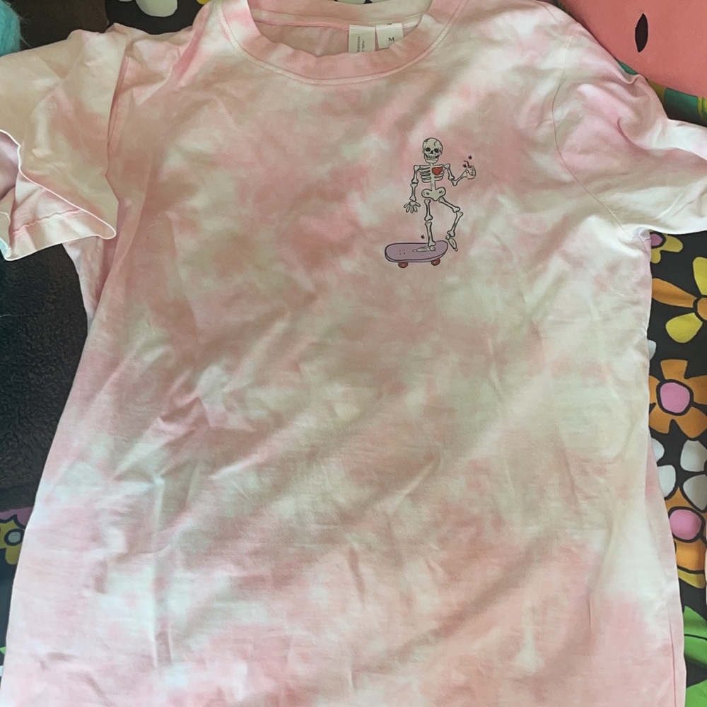 Nora Madison Pink Tie Dye Skeleton tee